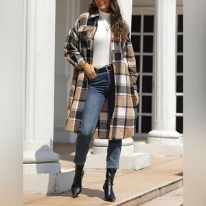 Amazon purchase/ mid-weight long plaid cardigan/jacket size XL